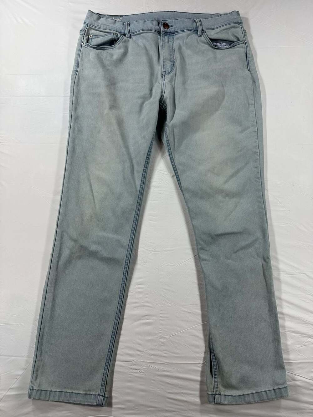Mugsy Jeans Grands Mens 36x31 Light Wash Blue Straight Stretch Denim FLX4NSL